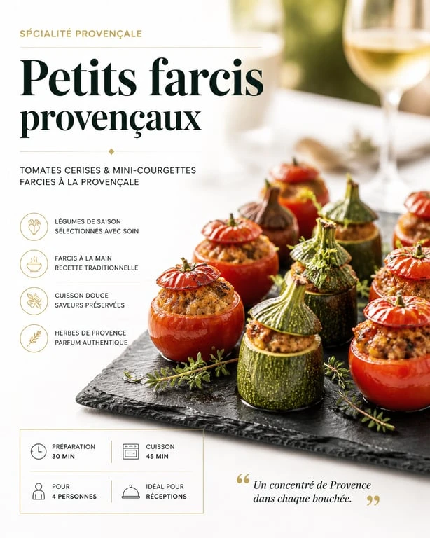 Petits farcis provençaux miniatures préparés par un traiteur à Aix-en-Provence