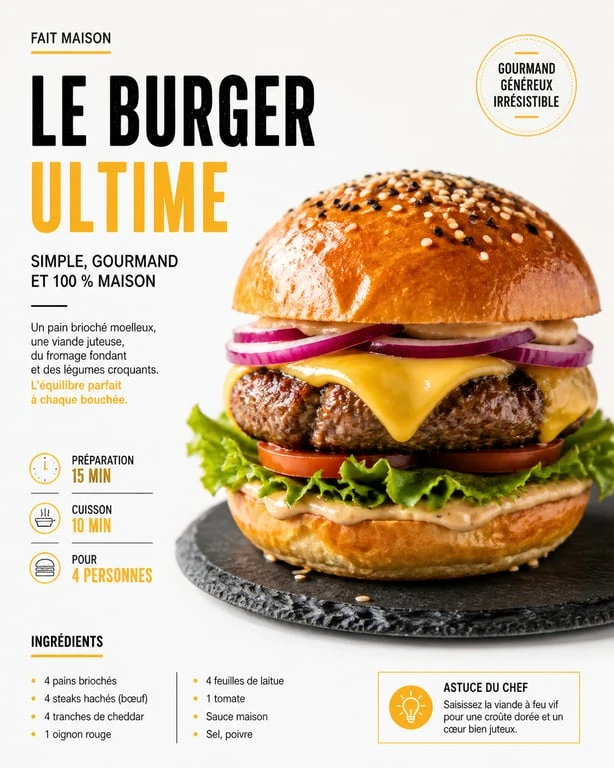 Burger maison façon fast food pour une recette gourmande