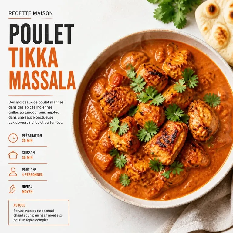 Poulet tikka massala maison, recette de restaurant halal