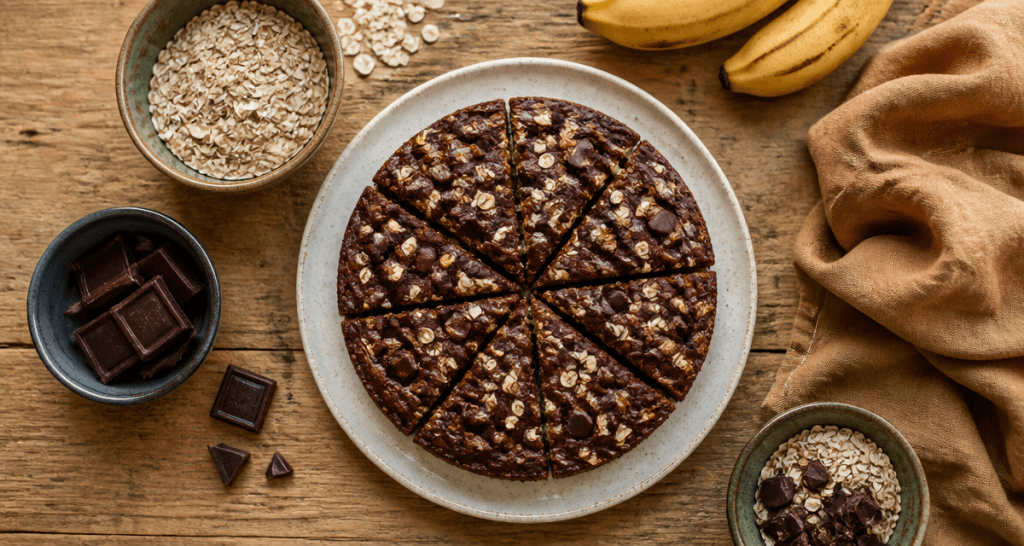 gateau chocolat flocon d'avoine healthy découpé sur assiette