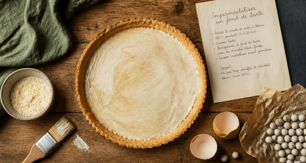 imperméabiliser fond de tarte précuit avec chocolat blanc