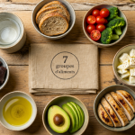 les 7 groupes d aliments tableau sur une table