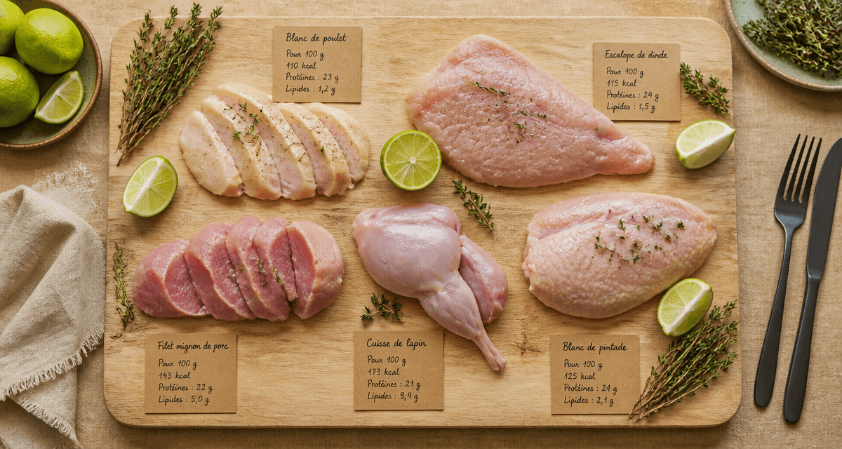 liste viande blanche regime sur planche