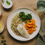 menu semaine sans graisse assiette poisson légumes quinoa