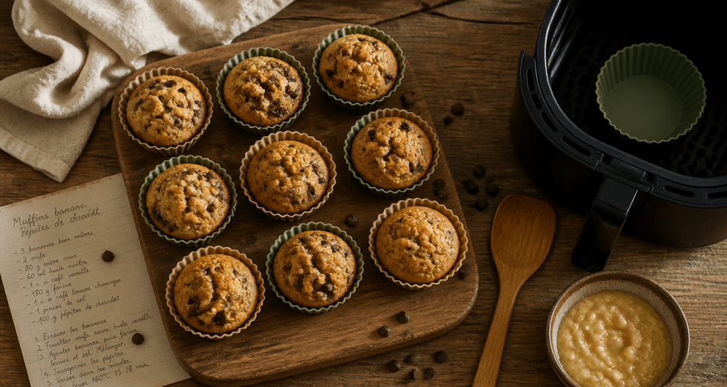 muffin banane air fryer doré en moule silicone