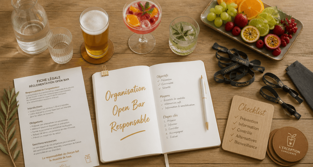 Table checklist organisation open bars