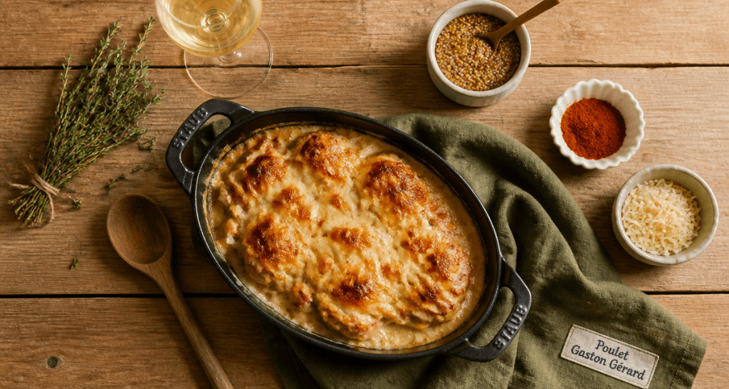 recette poulet gaston gérard cyril lignac gratinée en plat en fonte