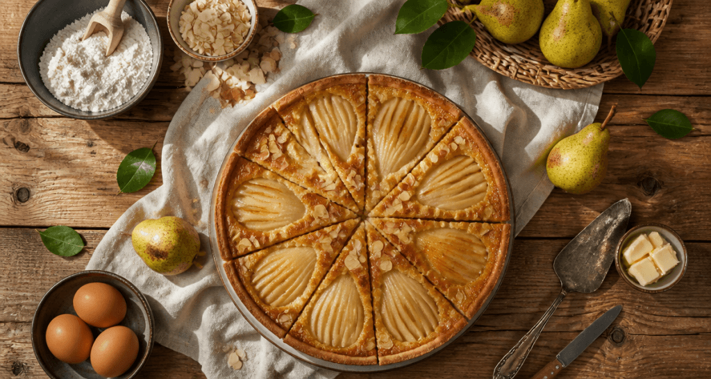 recette sucrée avec pâte brisée tarte amandine poires