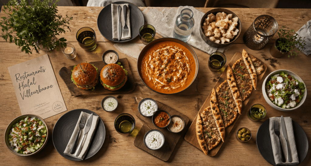 restaurant halal villeurbanne table repas authentique