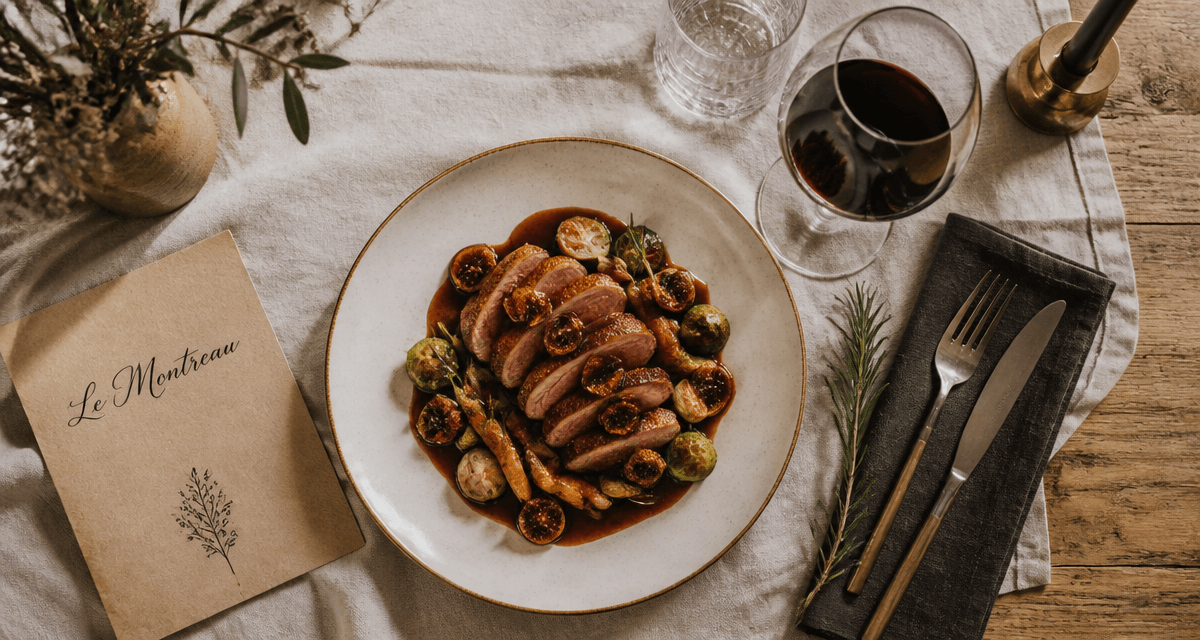 restaurant le montreau magret de canard sur table
