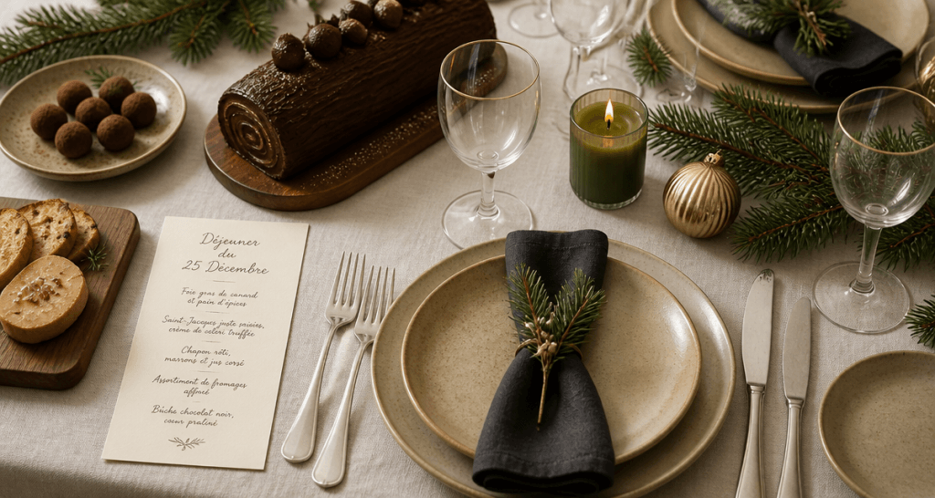 restaurants ouverts le 25 décembre table décorée Noël