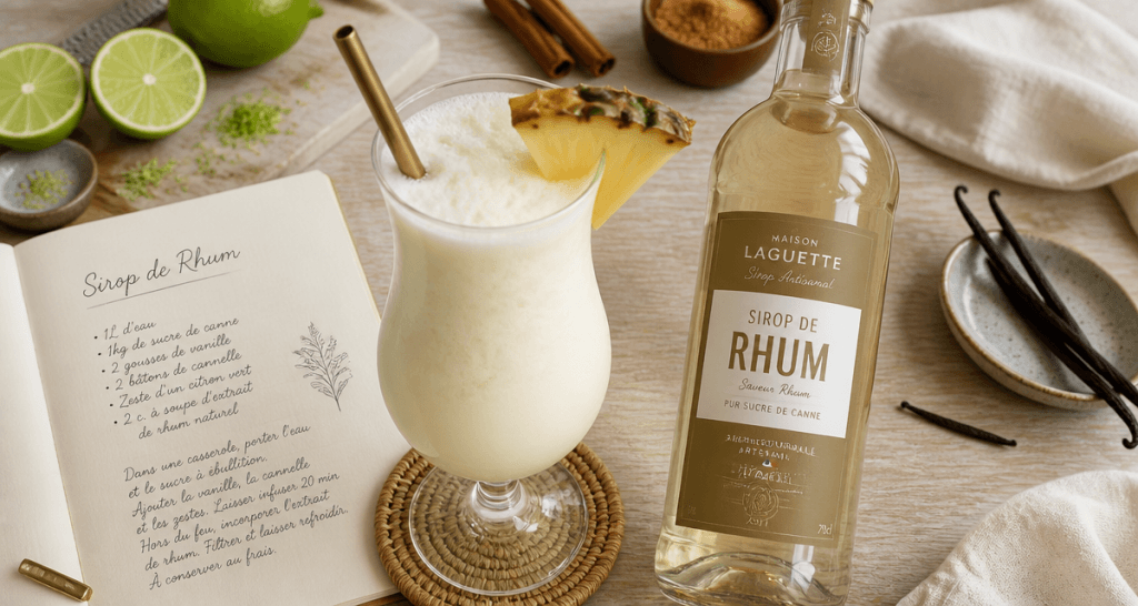 sirop de rhum et Virgin Pina Colada