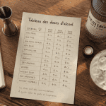 tableau dose alcool bar cl sur comptoir