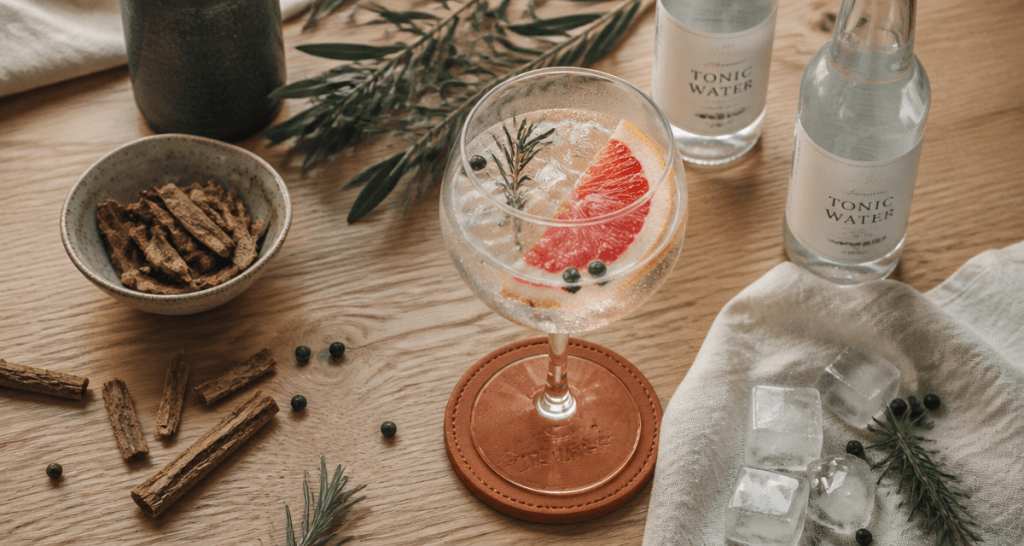 tonic water, gin tonic, verre ballon, pamplemousse, romarin