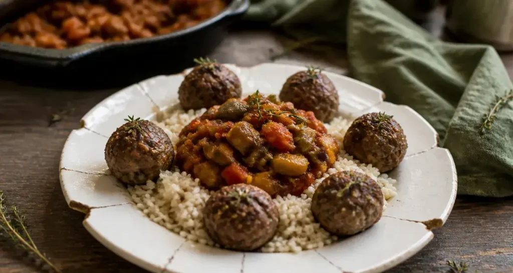 Accompagnement ratatouille : ratatouille fondante avec riz et boulettes