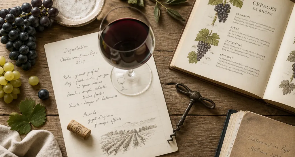 apprendre vin dégustation verre carnet