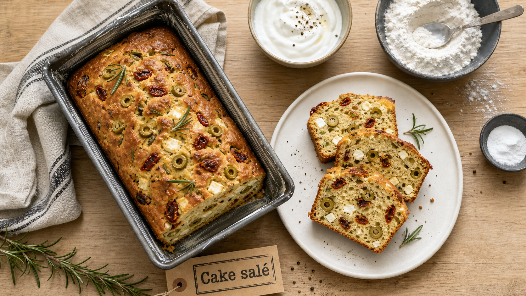Cake salé, recette salé aux olives, sans excès de sel