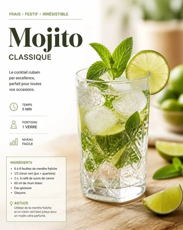 Cocktail facile et pas cher préparé à la maison avec des ingrédients simples