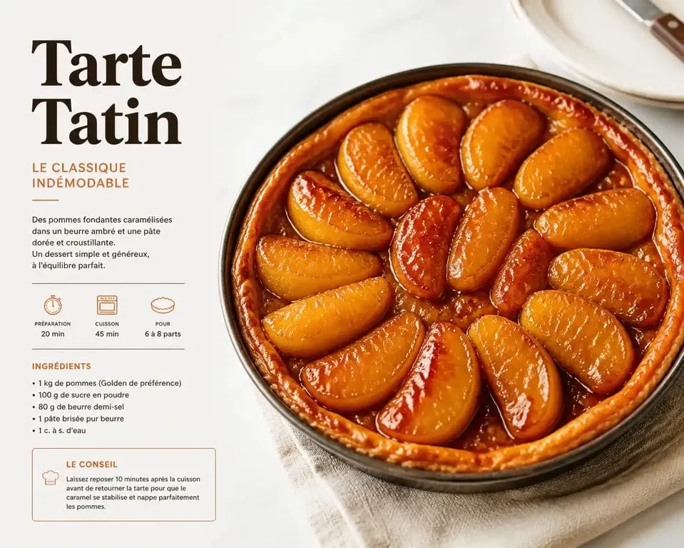 Tarte Tatin aux pommes caramélisées fondantes et croustillantes