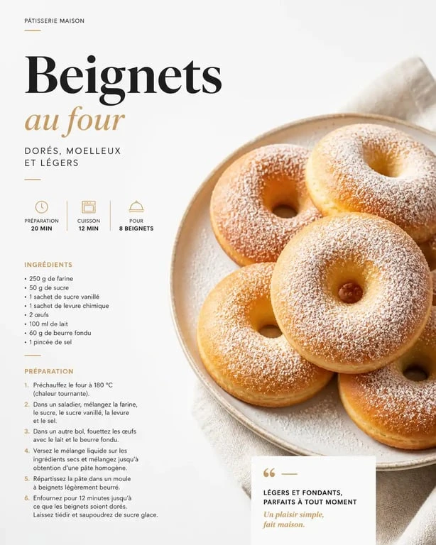 Recette des beignets au four moelleux et légers sur une assiette