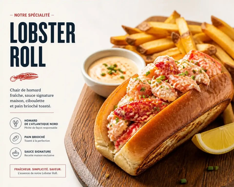 Lobster Roll signature du restaurant Crab's à Marseille, spécialité de la carte