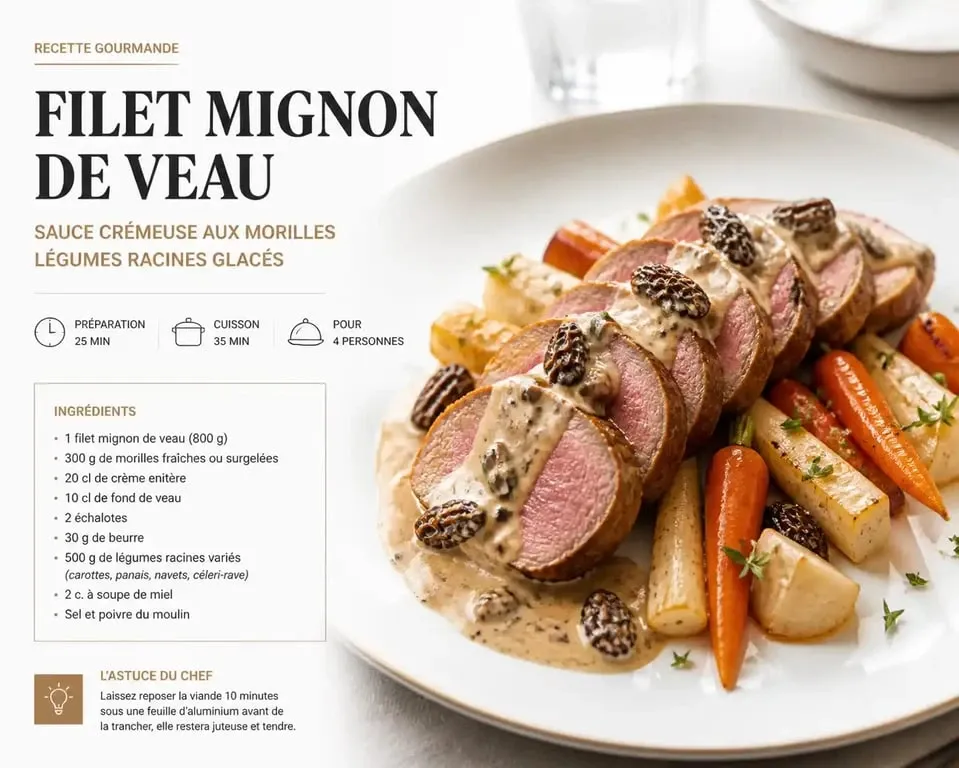 Filet mignon de veau gastronomique aux morilles et sauce au Porto