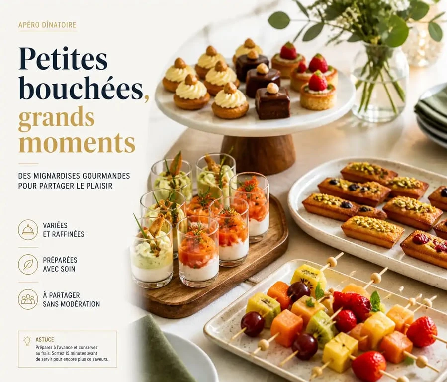 Plateau de desserts pour apéro dînatoire avec verrines et mignardises