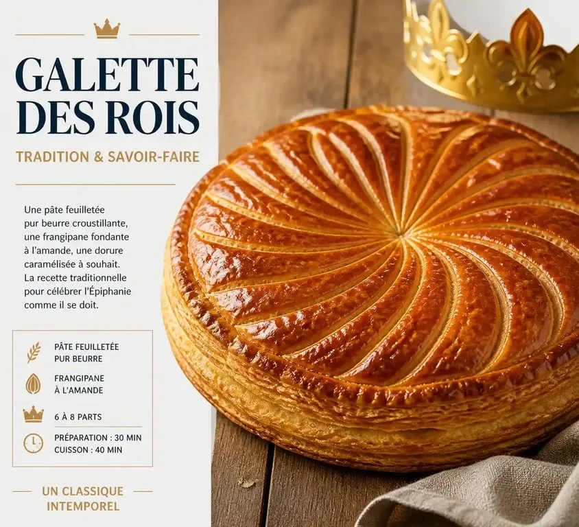 Galette des rois traditionnelle à la frangipane maison dorée et croustillante