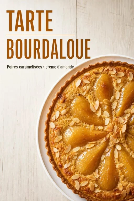Tarte sucrée aux poires et amandes, recette de tarte Bourdaloue maison