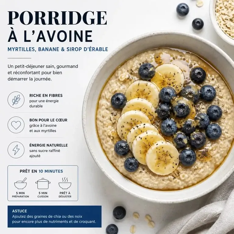 Recette de porridge maison onctueux garni de fruits frais