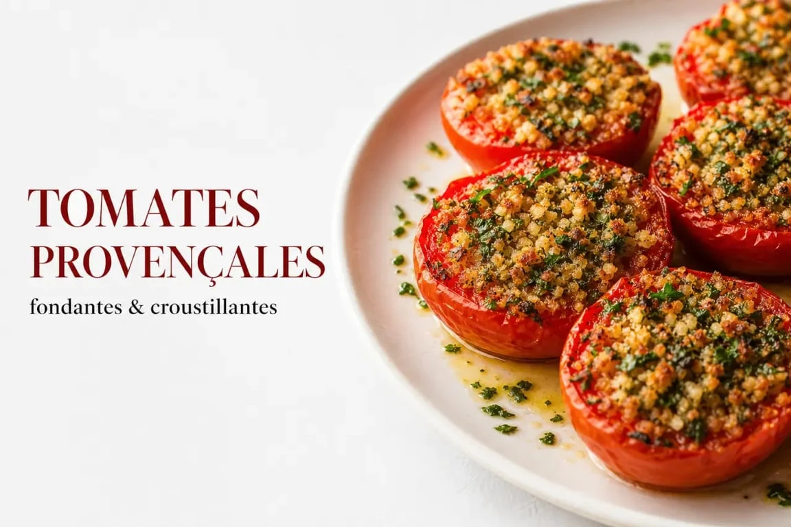 Recette de tomates provençales fondantes et croustillantes dans une assiette