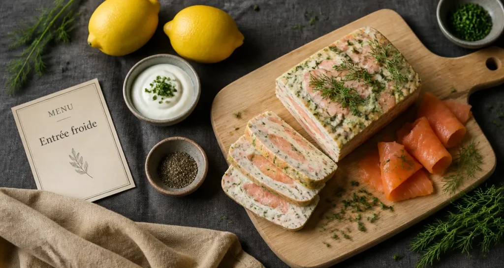entrees froides : terrine de saumon aux herbes fraîches