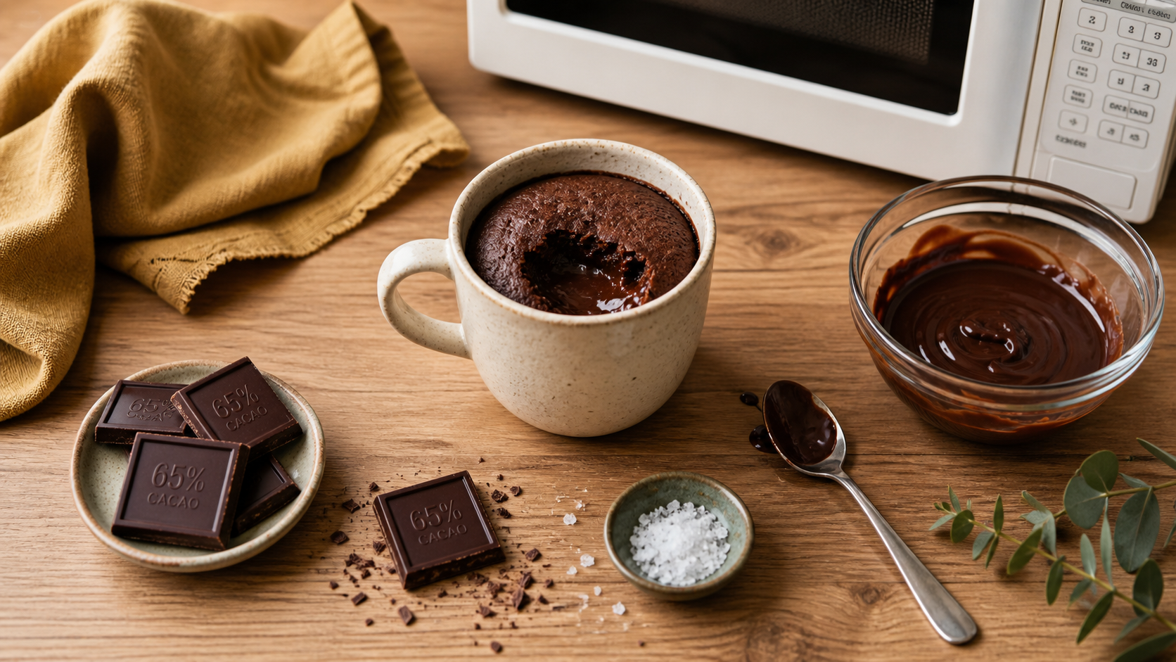Fondant chocolat micro onde 1 personne, mug à cœur coulant