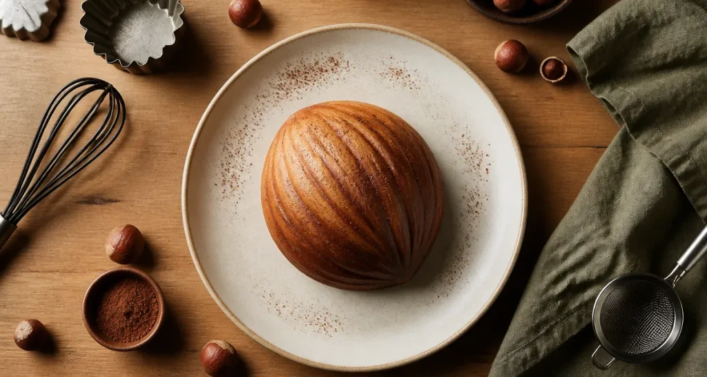 gâteau trompe l'oeil noisette géante sur assiette