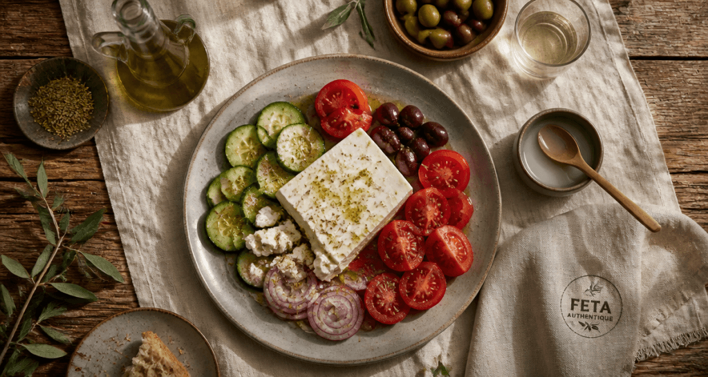 assiette marque feta AOP authentique