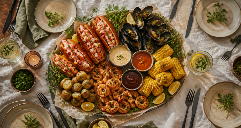 menu de crab's plateau fruits de mer et sauces