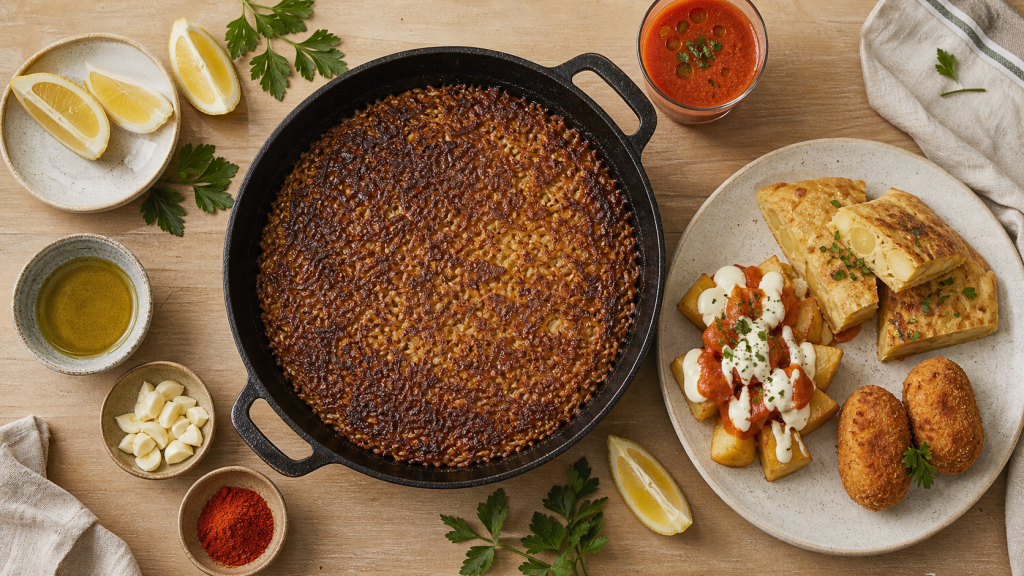 Plats espagnols : paella dorée et tapas régionales