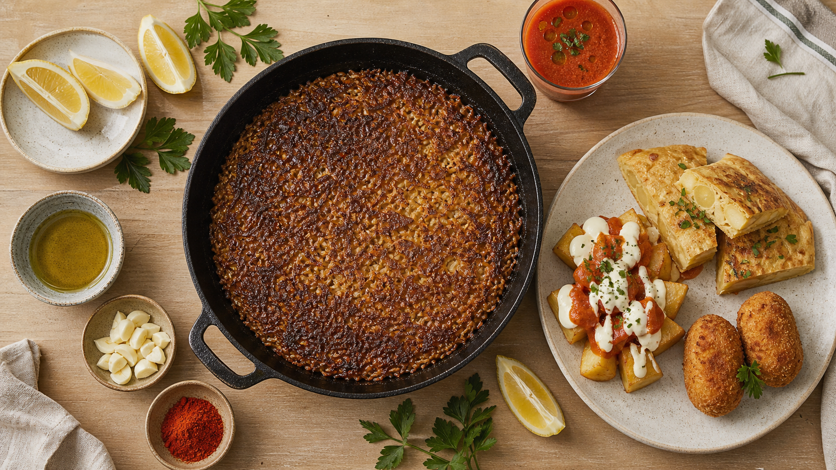 Plats espagnols : paella dorée et tapas régionales