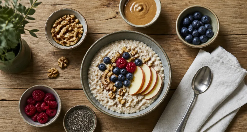 recette de porridge crémeux bol et toppings