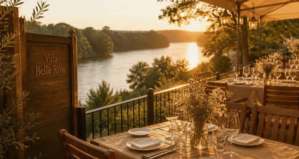 terrasse restaurant villa belle rive vue loire
