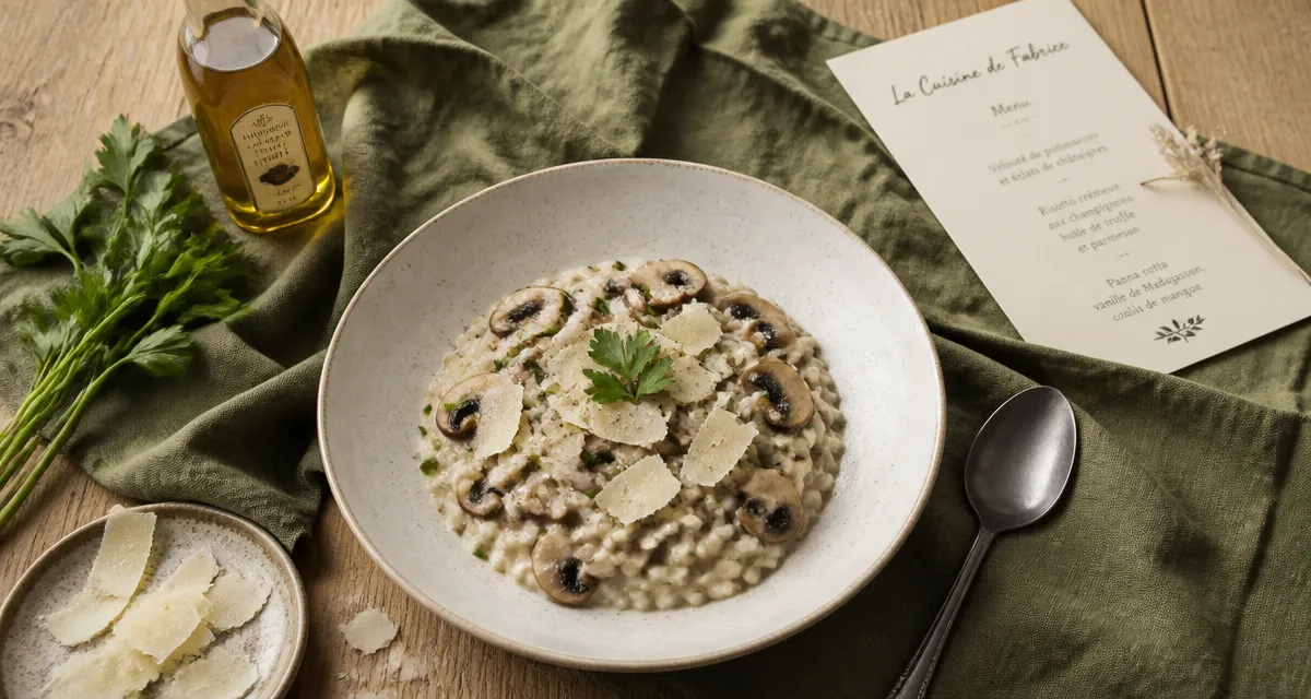 Risotto crémeux La Cuisine de Fabrice sur table conviviale