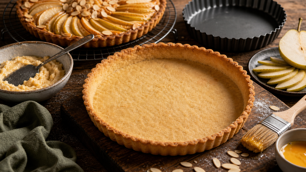 Tarte sucrée poire-amandes fondante