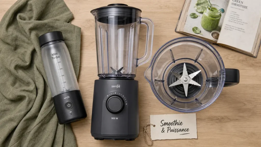 Blender smoothie blender : 900W nomade et 2000W familial, textures différentes