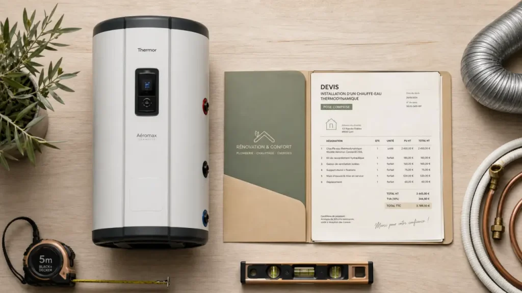 Chauffe eau thermodynamique prix : devis et pose comprise, exemple de chauffe-eau compact