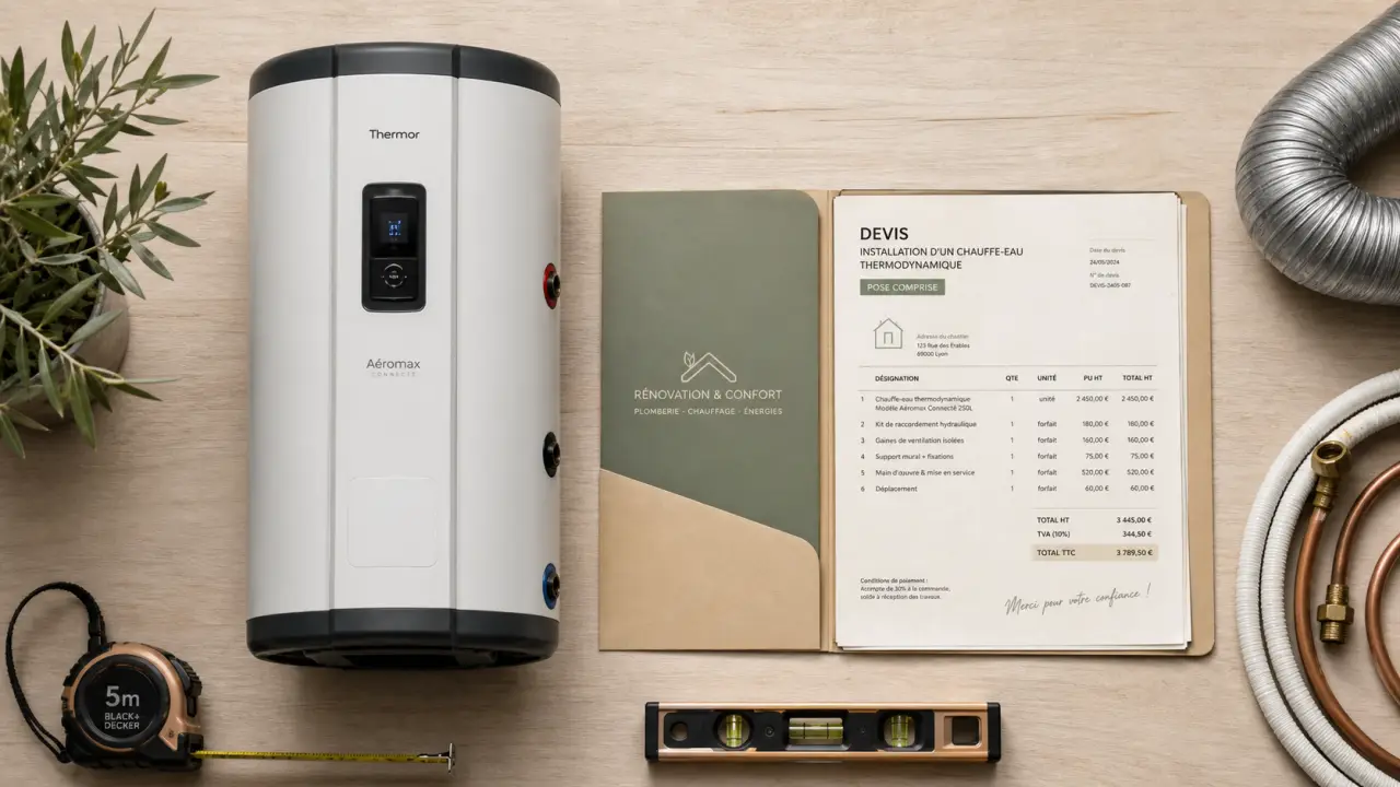 Chauffe eau thermodynamique prix : devis et pose comprise, exemple de chauffe-eau compact