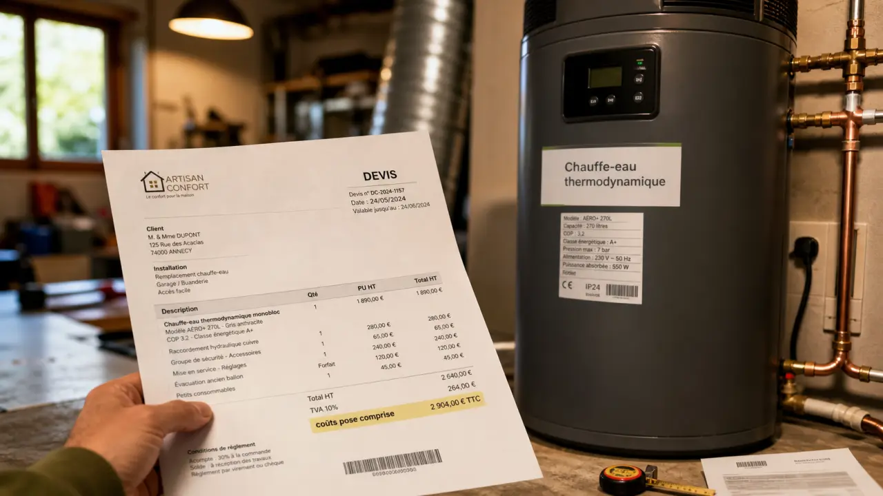 Chauffe eau thermodynamique prix : devis avec chauffe-eau en garage