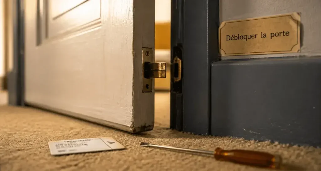 Comment ouvrir une porte de chambre bloquée : clé, carte et tournevis sans casser la serrure
