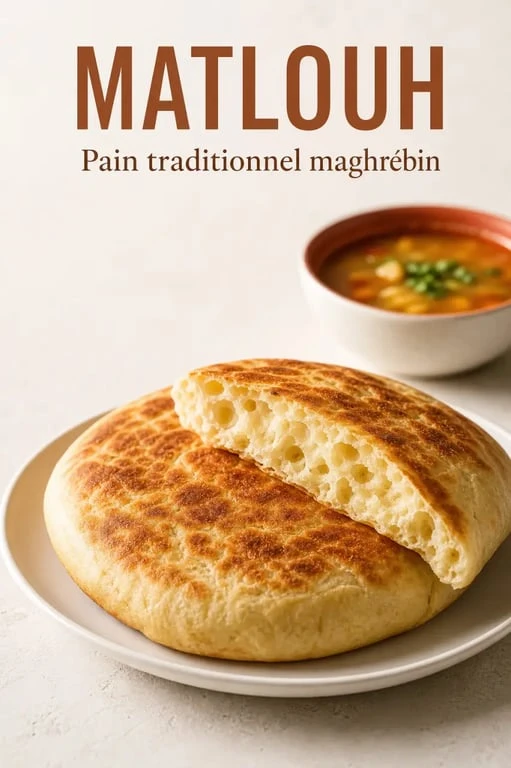 Recette matlouh moelleux et doré, pain du Maghreb servi avec une mie alvéolée