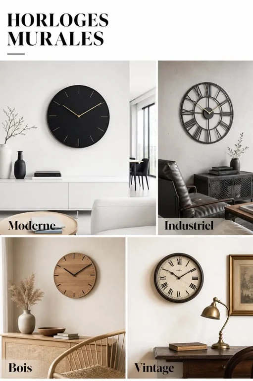 Horloges design murales dans différents styles déco pour comparer les modèles
