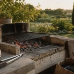 Faire un barbecue maison au bois ou au charbon, barbecue en briques et braises rouges